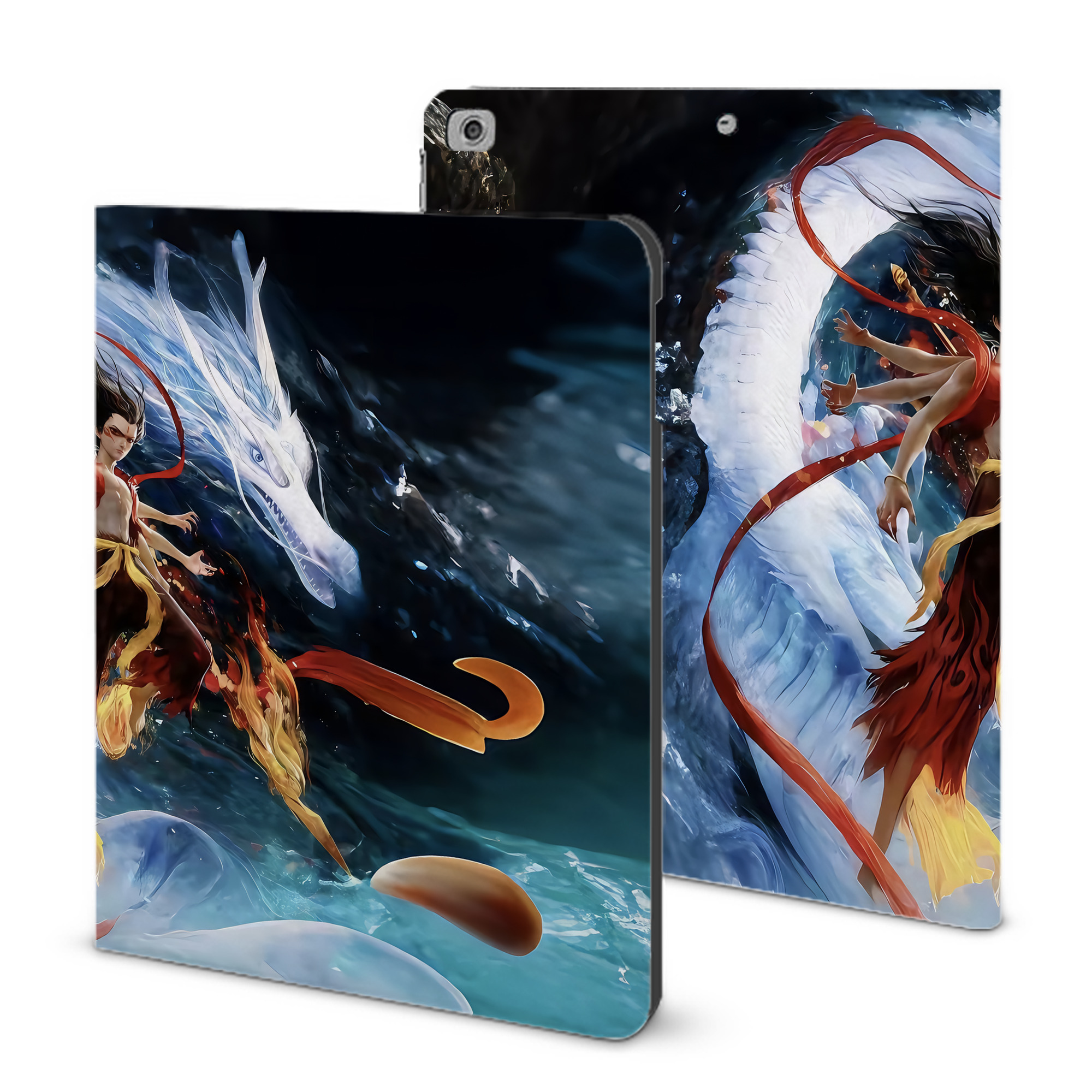 （画像用） Ne Zha 2 ナタ 魔童の大暴れ IPad ケース ブック型 PUレザー TPU 耐衝撃 軽量 薄型 ペン収納なし 全面保護 IPad 各モデル対応